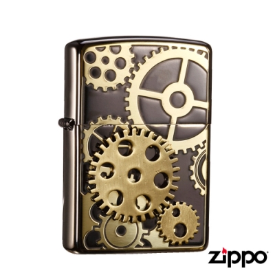 日系Zippo 鑲嵌齒輪-雷雕防風打火機#ZA-5-10a