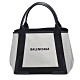 BALENCIAGA 經典NAVY系列帆布牛皮飾邊手提/斜背包(S-白色) product thumbnail 1