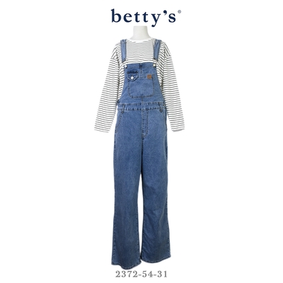 betty’s貝蒂思 率性俏皮牛仔吊帶寬褲(淺藍)
