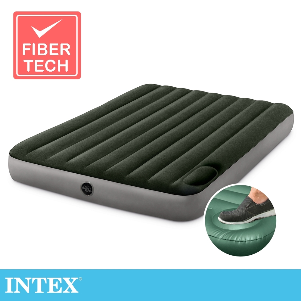 INTEX 經典雙人加大充氣床墊-內建腳踏幫浦-寬152cm(64763)
