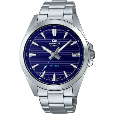 CASIO 卡西歐 EDIFICE 簡約運動風大三針手錶 送禮推薦-藍 EFV-140D-2A