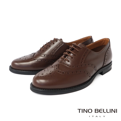 Tino Bellini 義大利進口經典雕花牛皮牛津鞋-咖啡