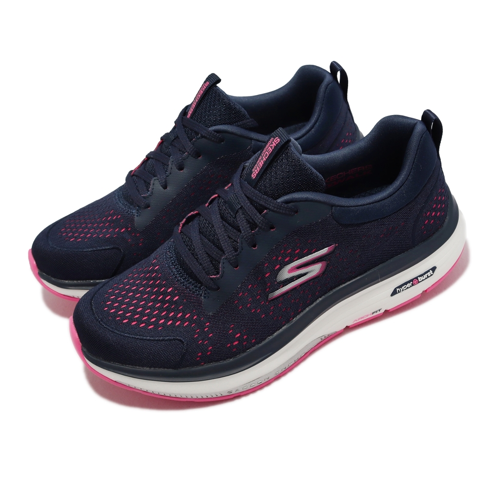 Skechers 健走鞋 Go Walk Workout Walker 女鞋 黑 桃紅色 碳板 輕量 彈力 運動鞋 124933NVHP