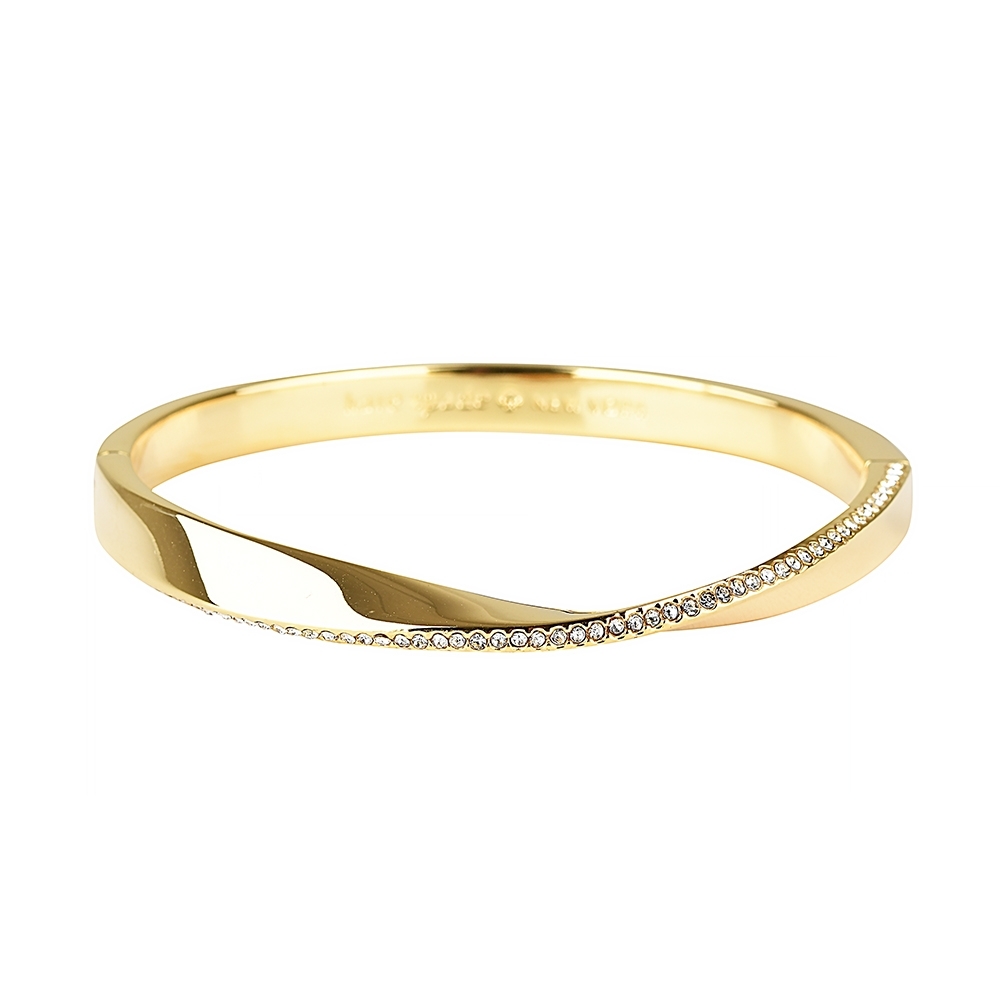 kate spade壓印LOGO扭曲設計鑽鑲飾扣式手環(金)