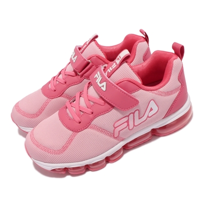 Fila 慢跑鞋 J812V 路跑 休閒鞋 童鞋 女鞋 斐樂 魔鬼氈 基本款 緩震 輕量 中大童 粉 白 3J812V551