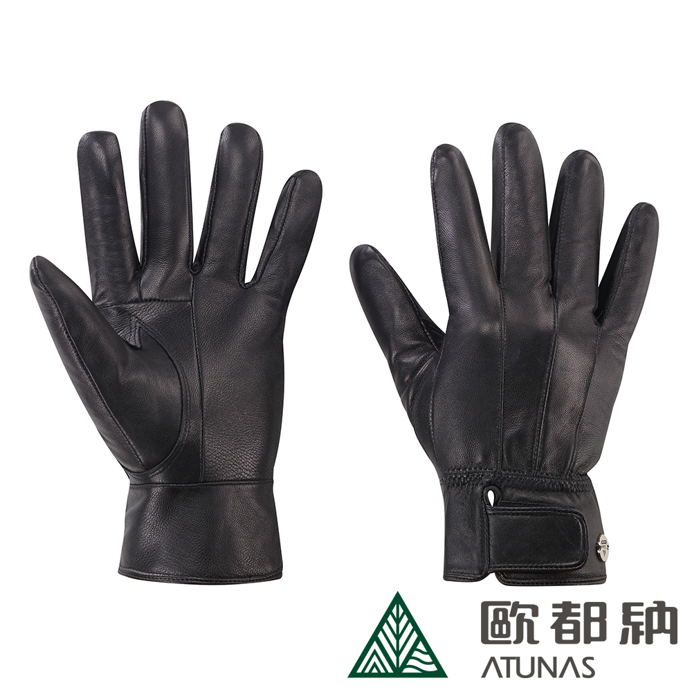 【ATUNAS 歐都納】男款羊皮保暖手套(A-A1840M黑/抗風/真皮/質感配件)