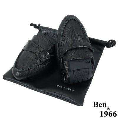 Ben&1966高級植鞣羊皮簡約舒適摺疊鞋-黑(2380011)