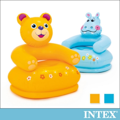 INTEX 可愛動物兒童充氣椅-花熊/河馬(68556)