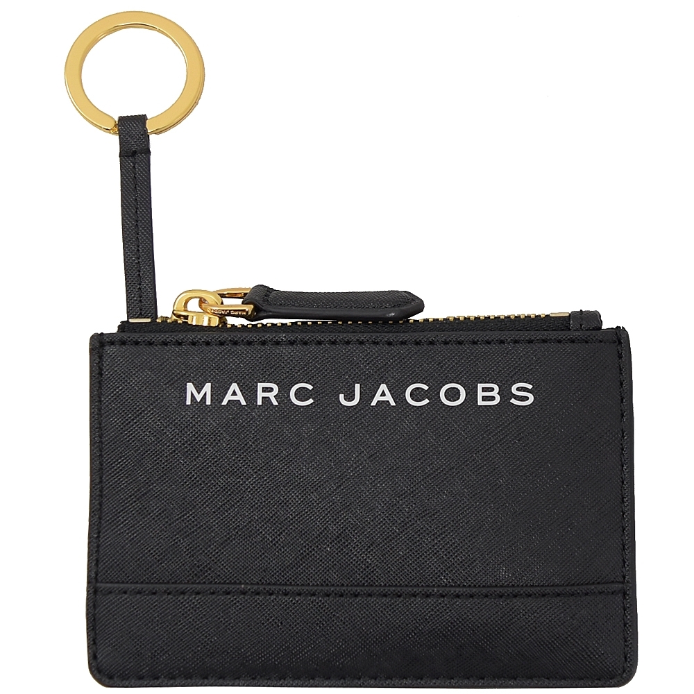 MARC JACOBS經典LOGO4卡鑰匙吊環零錢包(黑)