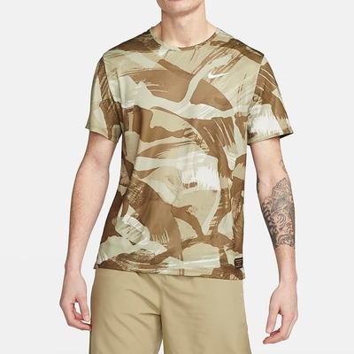 Nike AS M NK DF MILER TOP SS CAMO 男短袖上衣-米彩-FD4053242