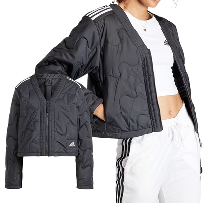 Adidas W Nuganic INS J 女 黑色 休閒 冬季 輕羽絨 短版 外套 IN3295