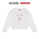 【GUESS】圓領倒三角LOGO短版長袖-兩色任選 product thumbnail 1