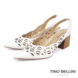 Tino Bellini 巴西進口典雅鏤空後帶高跟鞋-白