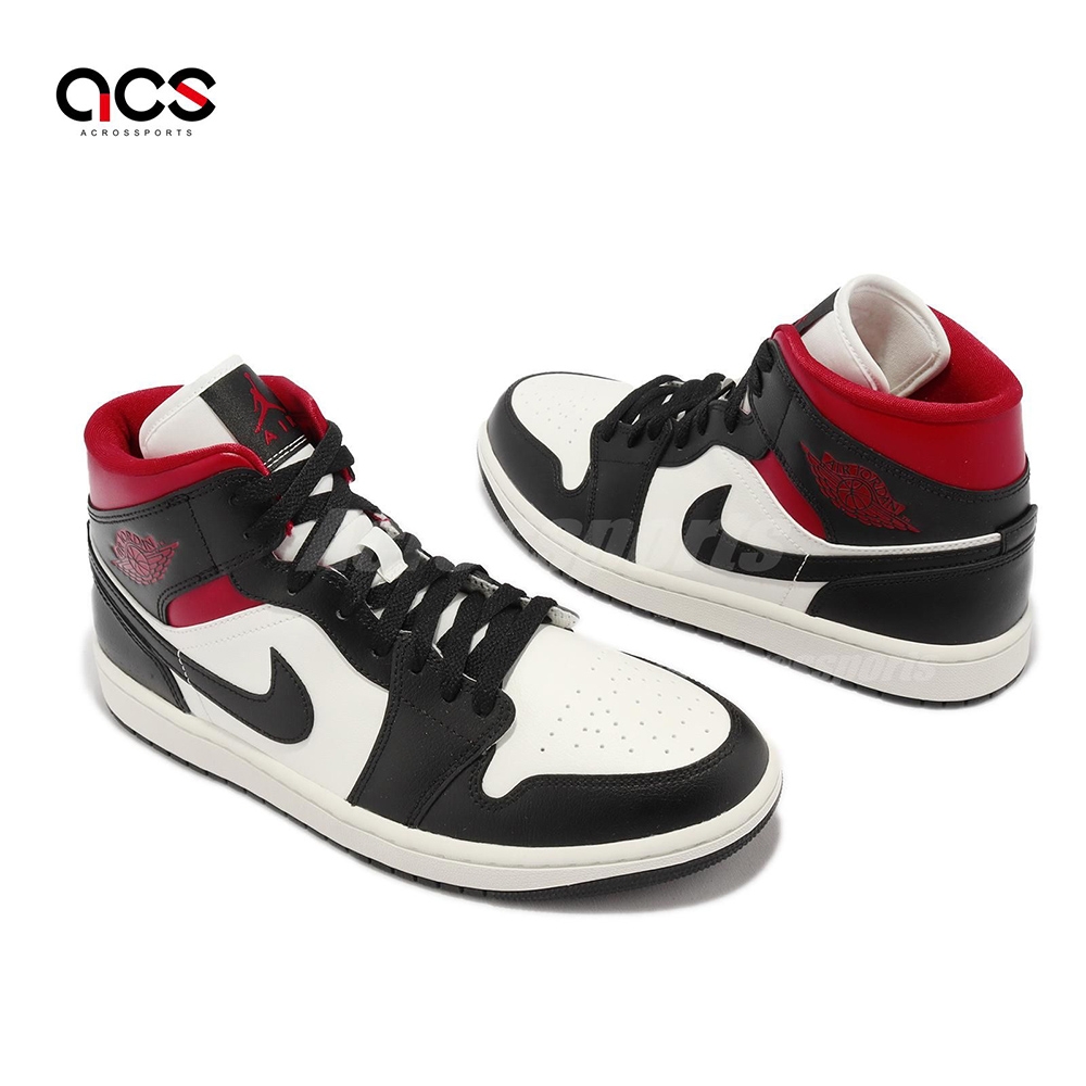 Nike Wmns Air Jordan 1 Mid 黑紅Gym Red 女鞋男鞋AJ1 喬丹情侶鞋高筒