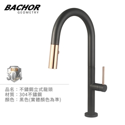 BACHOR 304不鏽鋼立式龍頭 黑色配金 YBA.83515BG-無安裝