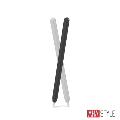 AHAStyle Apple Pencil 第二代專用 矽膠保護筆套 雙色2入 黑＋白