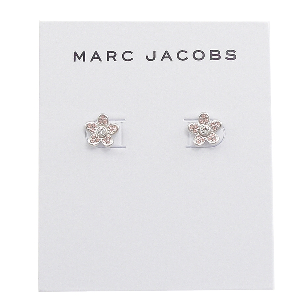MARC JACOBS小花水鑽裝飾耳針式耳環(銀色)