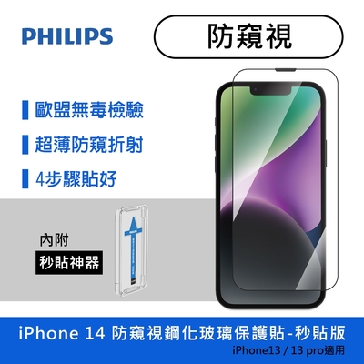 PHILIPS飛利浦 IPhone 14 防窺視鋼化玻璃保護貼 DLK5502/11