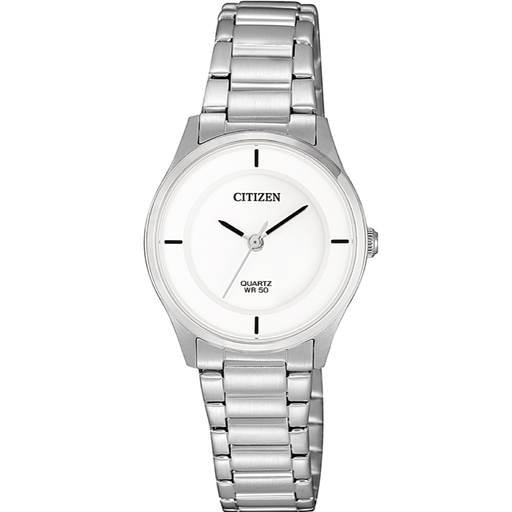 CITIZEN星辰 LADY'S時尚簡約石英腕錶(ER0201-81B)白色/27mm