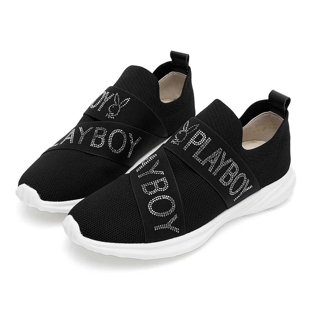 PLAYBOY 品牌水鑽襪套式休閒鞋-黑-Y5755CC product image 1