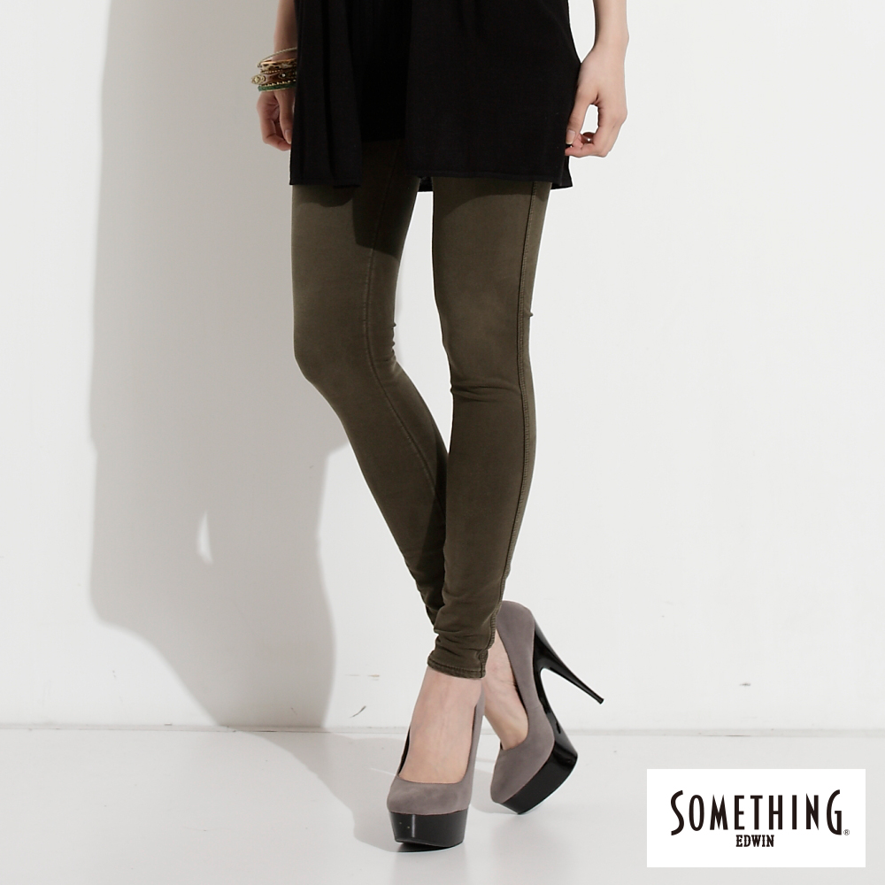 【SOMETHING】極致美腿-針織超彈性窄直筒褲-女款(綠色)