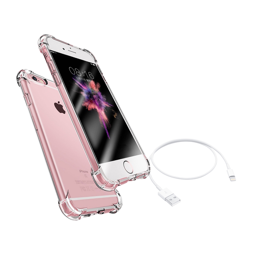 [買手機殼送充電線] iPhone 6 6s Plus 透明 四角防摔 氣囊 手機殼 防摔殼 (iPhone6Plus手機殼 iPhone6sPlus手機殼 )