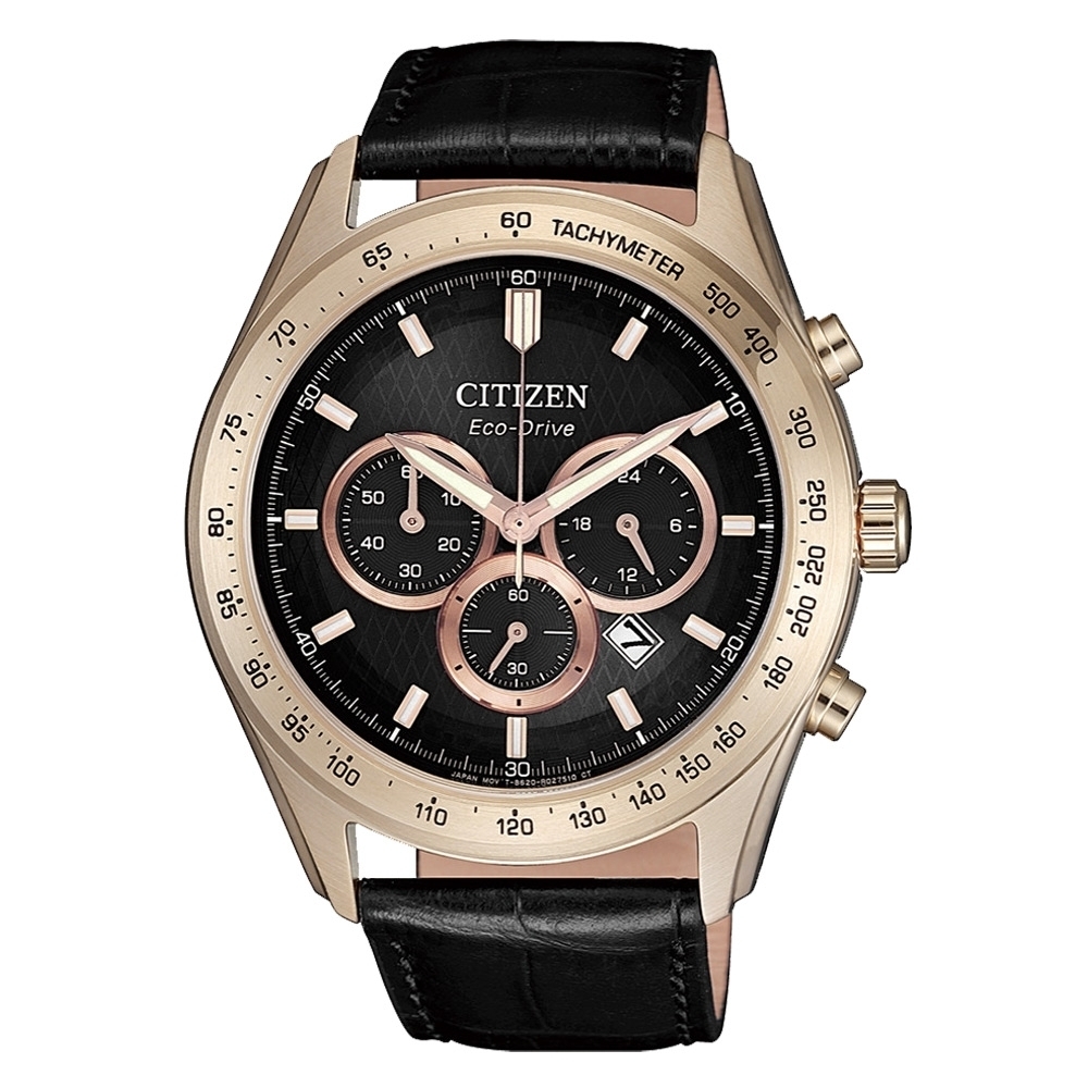 CITIZEN 星辰Chronograph藍寶石玻璃牛皮錶43mm(CA4453-14E)