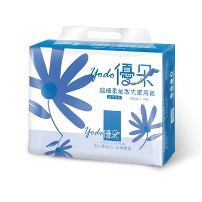 Yodo優朵超細柔抽取式花紋家用紙100抽X84包x2箱