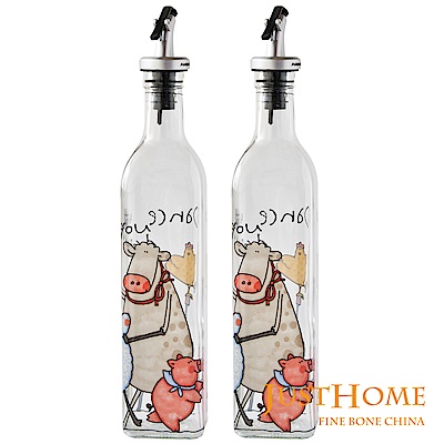 Just Home艾美諾彩繪玻璃油醋瓶500ml(2入組)