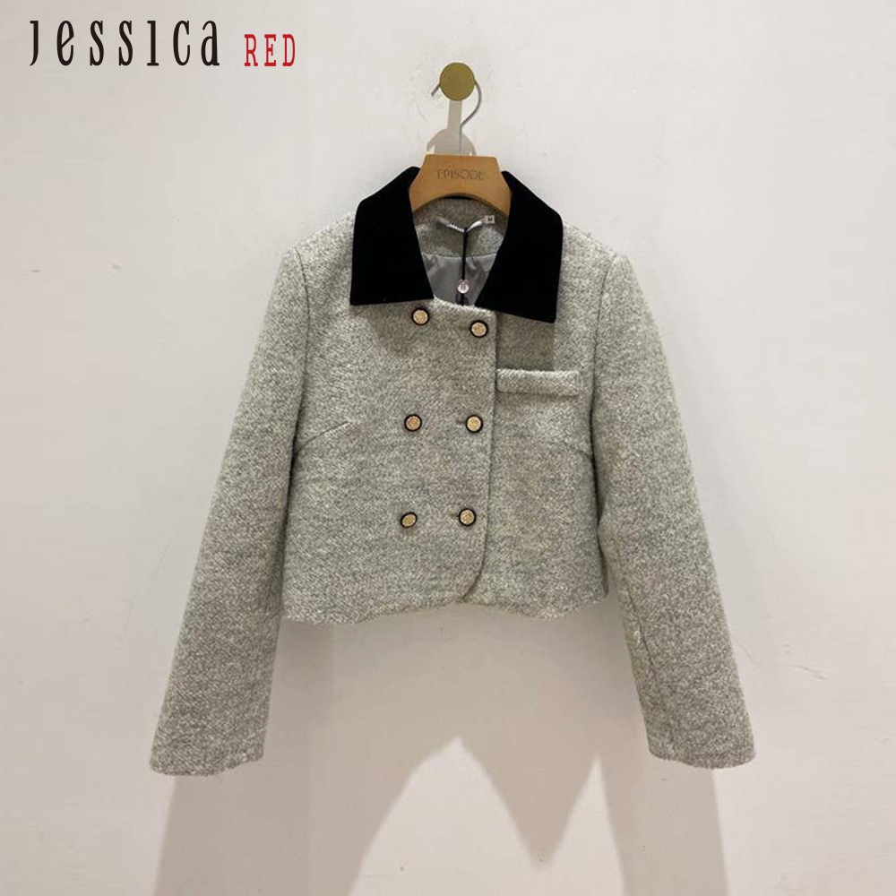 JESSICA RED - 修身百搭翻領雙排釦短外套832Z02