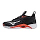 Mizuno Wave Momentum 2 [V1GA211205] 男 排球鞋 運動 訓練 比賽 回彈 耐磨 黑橘銀 product thumbnail 1