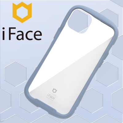 日本 iFace iPhone 14 Plus Reflection 抗衝擊強化玻璃保護殼 - 莫蘭迪藍色