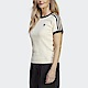 Adidas 3 S Slim Tee [IC5463] 女 短袖上衣 T恤 運動 休閒 華夫格 修身 亞洲版 米 product thumbnail 1