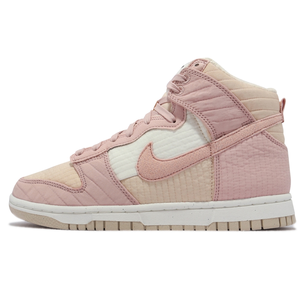 Nike 休閒鞋Dunk High LX 運動女鞋經典款絨毛內襯舒適保暖拼接玫瑰粉白