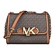 MK MICHAEL KORS PARKER金字LOGO印花PVC翻蓋釦式鏈帶肩背斜背包(中/深褐x橡子棕) product thumbnail 1