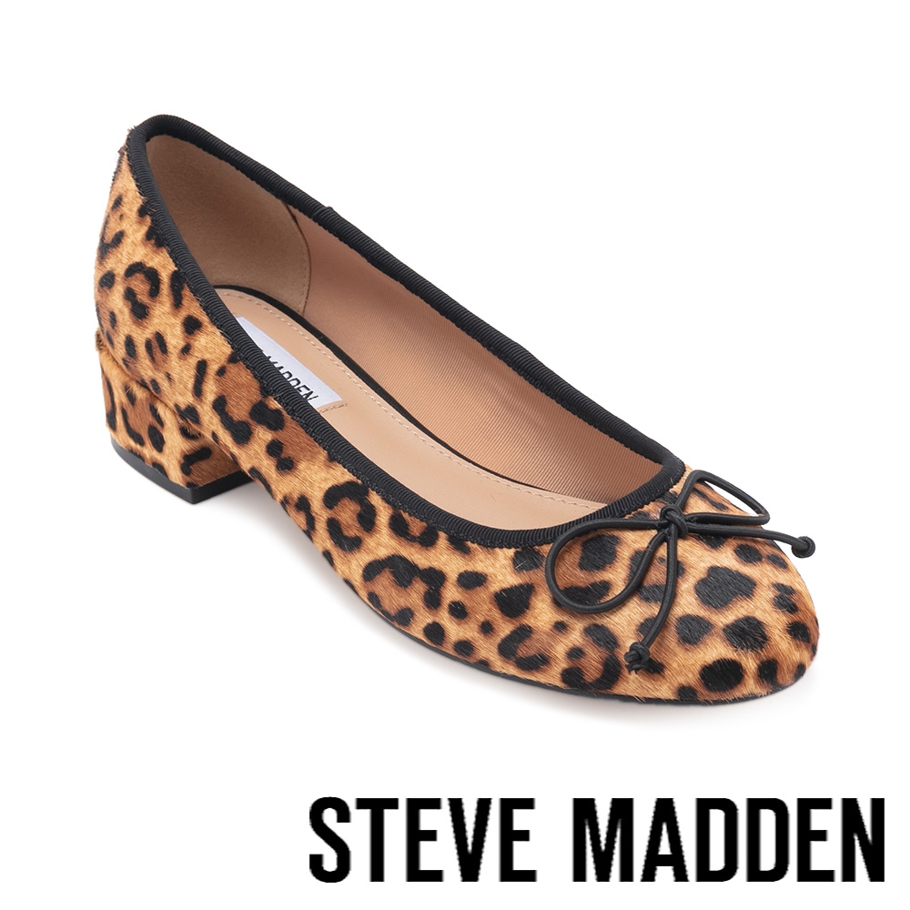 STEVE MADDEN-CHERISH 鏡面蝴蝶結低跟娃娃鞋-豹紋