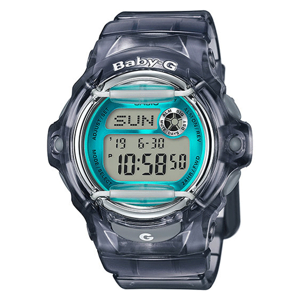 CASIO Baby-G 輕透藍灰雙顯運動錶(BG-169R-8B)-灰x46mm