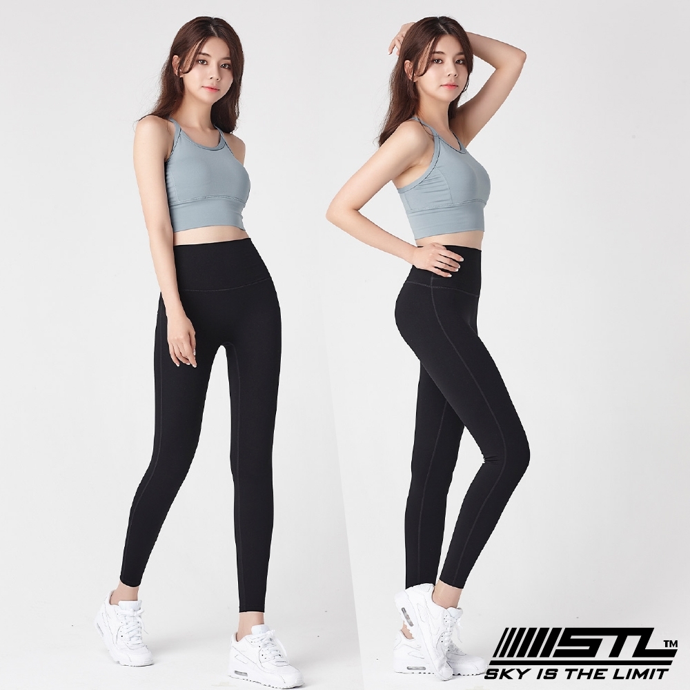 (Y!卡享11%回饋) 韓國 STL Yoga leggings FREE LINE 9『無尷尬線+高腰』韓國瑜珈 訓練拉提 自由曲線緊身9分長褲 極簡黑Black