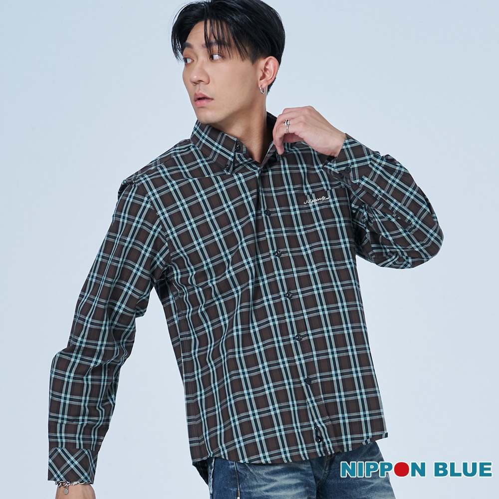 日本藍 BLUE WAY – 亮條長袖格子襯衫