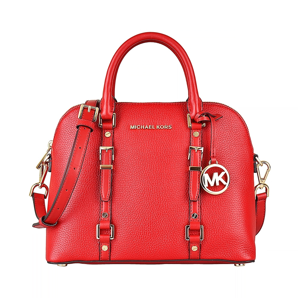 MICHAEL KORS BEDFORD LEGACY中款 牛皮拉鍊手提斜背包(亮紅)