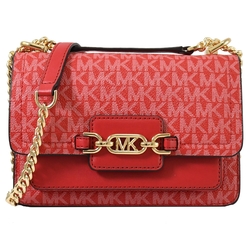 MICHAEL KORS HEATHER 金屬LOGO印花翻蓋斜背鍊包(紅)