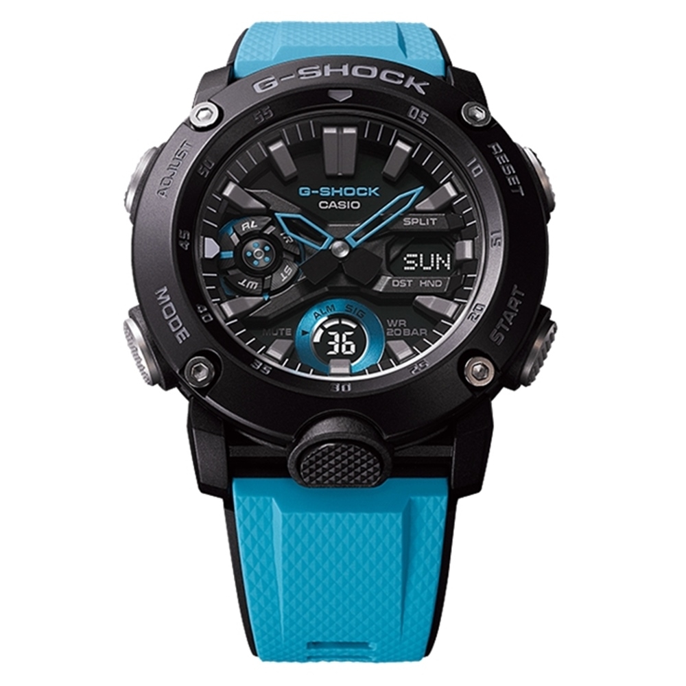 CASIO 卡西歐G-SHOCK 雙顯手錶GA-2000-1A2-藍/51.2mm | G-SHOCK