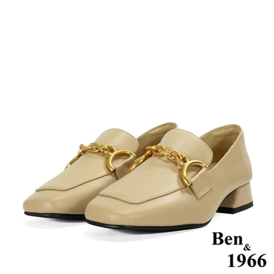 Ben&1966高級頭層牛皮經典舒適休閒樂福鞋-奶茶杏(218132)