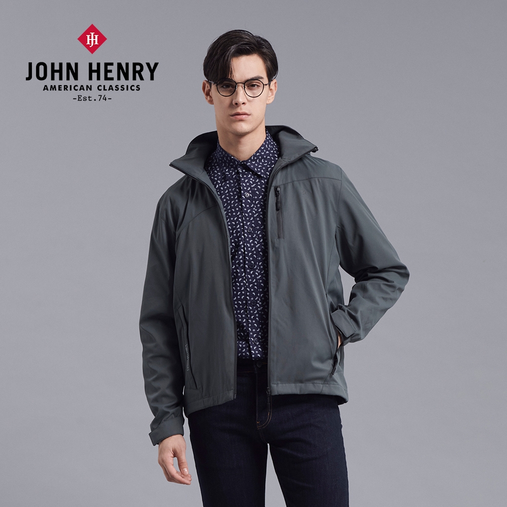 JOHN HENRY 連帽可拆風衣外套-二色