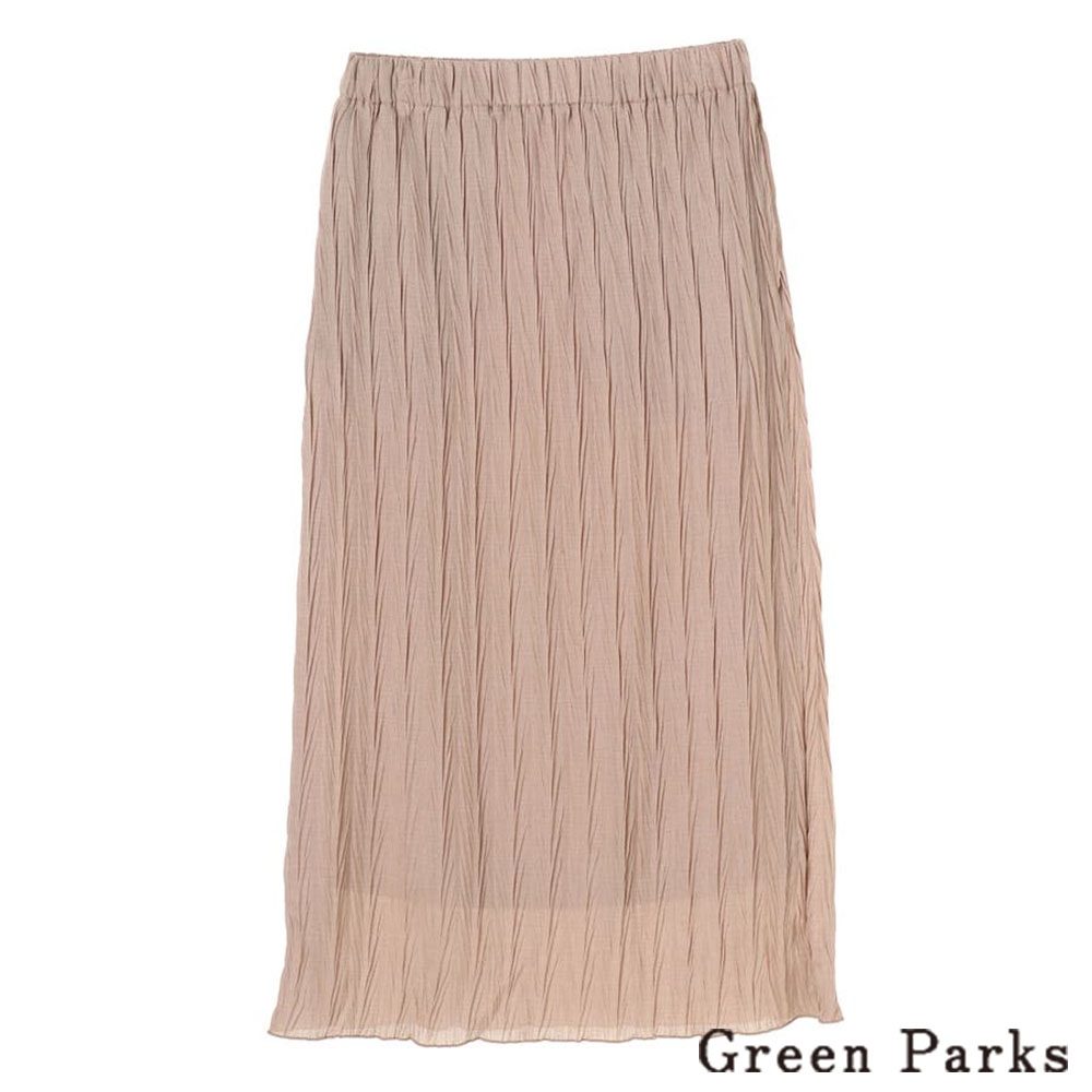 Green Parks 素面微透皺褶長裙