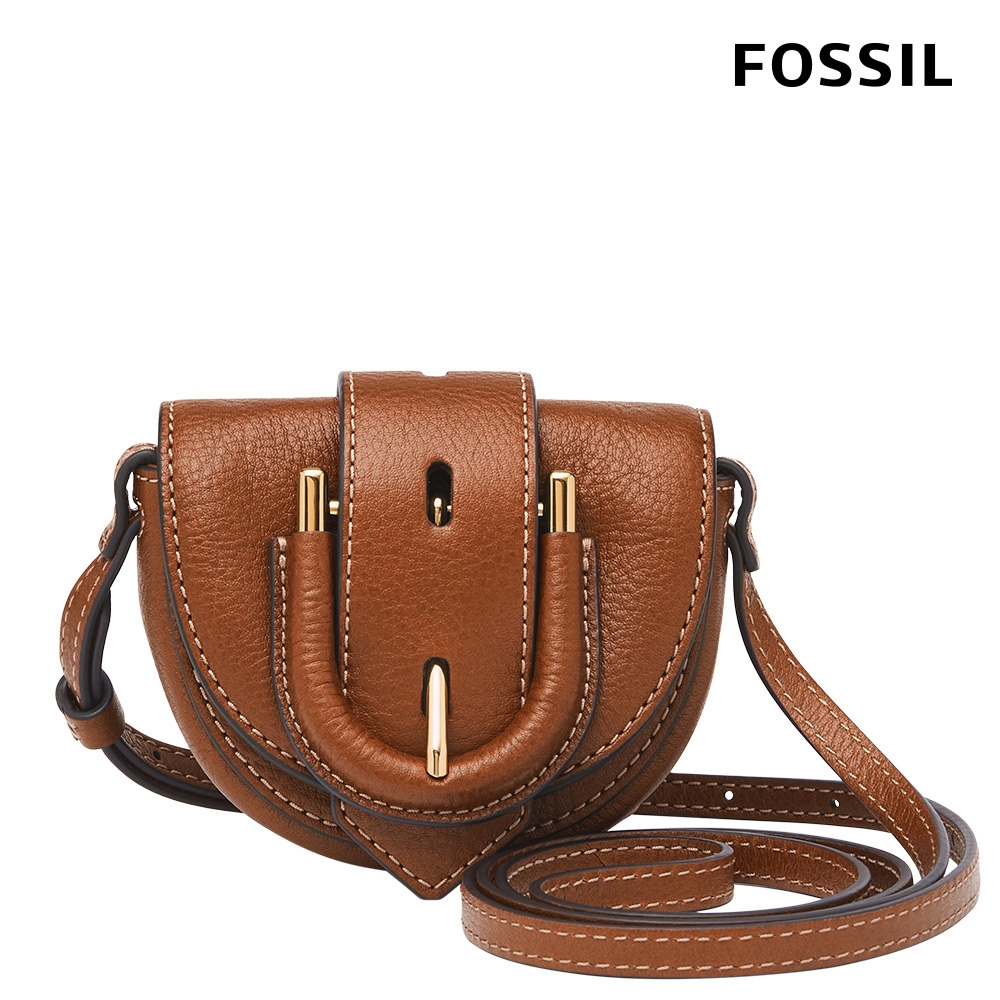 FOSSIL Harwell 真皮迷你翻蓋馬鞍包-咖啡色ZB1849200 | 斜/肩背包 