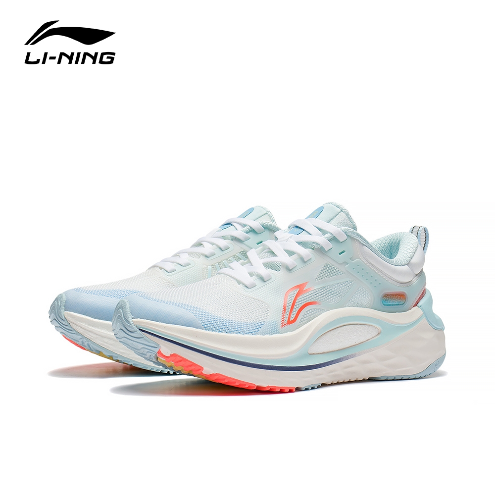 【LI-NING 李寧】烈駿6代 女子 反光 輕量 高回彈 穩定 跑鞋 白/水藍色 ARZS002-8