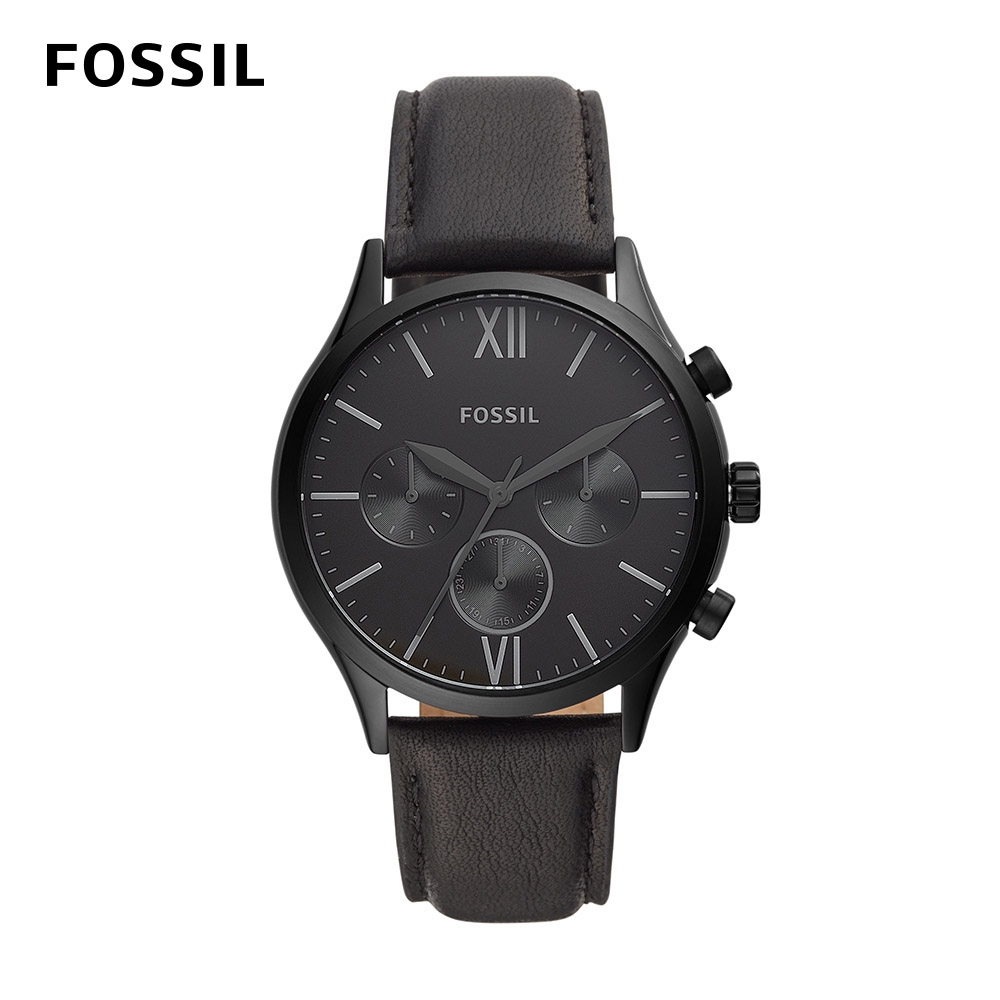 【FOSSIL】美式復古三眼皮革錶帶 男錶(多款任選)