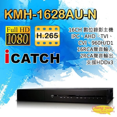 昌運監視器 KMH-1628AU-N (KMQ-1628AU-N) 16路 H.265 數位錄影主機