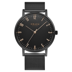 OBAKU 城市探索紳士時尚腕錶-全黑-V248GXBBMB-40mm